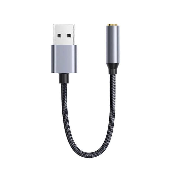 USB til 3,5 mm Jack Audio Adapter USB til Audio Jack Adapter Headset USB A til 3,5 mm Hun Eksternt Stereo Lydkort B[D] SilverGray