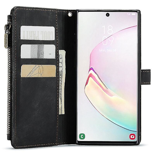 For Caseme Samsung Note10 Plus 4G/5G C30-serien Ny blixtlåsfodral i läder Röd