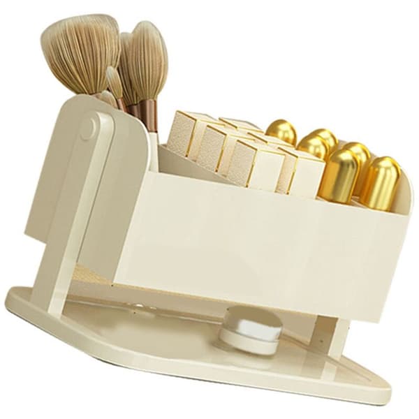 Mælkehvid makeup-organizer med rum til læbepomader, børster og øjenbrynspenne Multicouleur