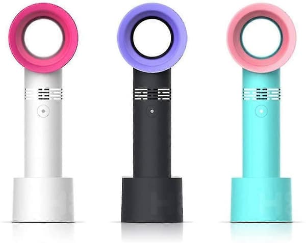 Usb Genopladelig Bærbar Bladløs Håndholdt Ventilator - Sort Lilla[D]