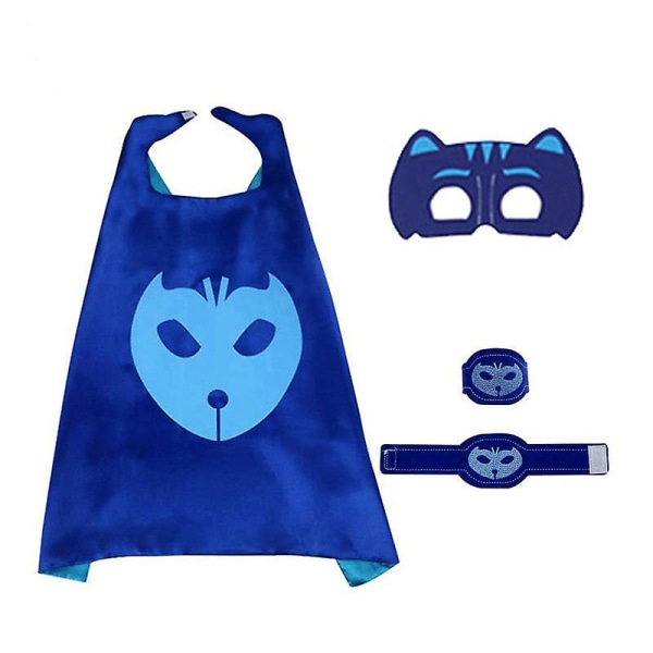 4 kpl/setti PJMasks -viitta, pöllö Ette, kissapoika Gecko, cosplay-toimintahahmo, lasten lahja [kk] Blue