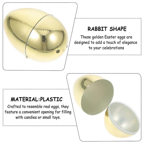 Påskepynt Gylne Plast Fyllbare Egg 12 stk. Påskeegg[D]