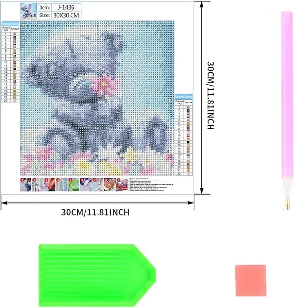 Handmålad björnkonst i trä DIY-kit 30x30cm[D]