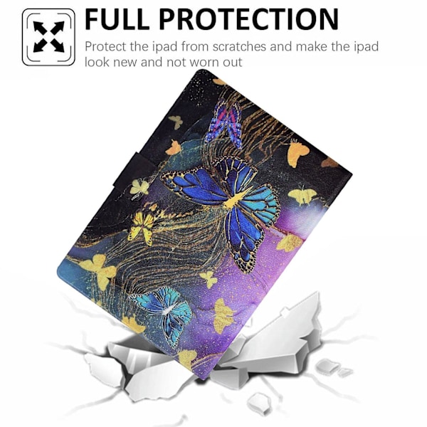 Etui til iPad Pro 11 (2018) / (2020) / iPad Air 11 (2024) / Air (2020) / (2022) PU Læder Mønster F Multicolor Golden Butterflies