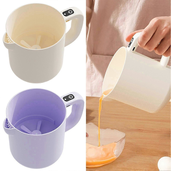 Multifunksjonell elektrisk eggvisp, mini håndholdt mikser for visping, baking og vasking av ris [D] White