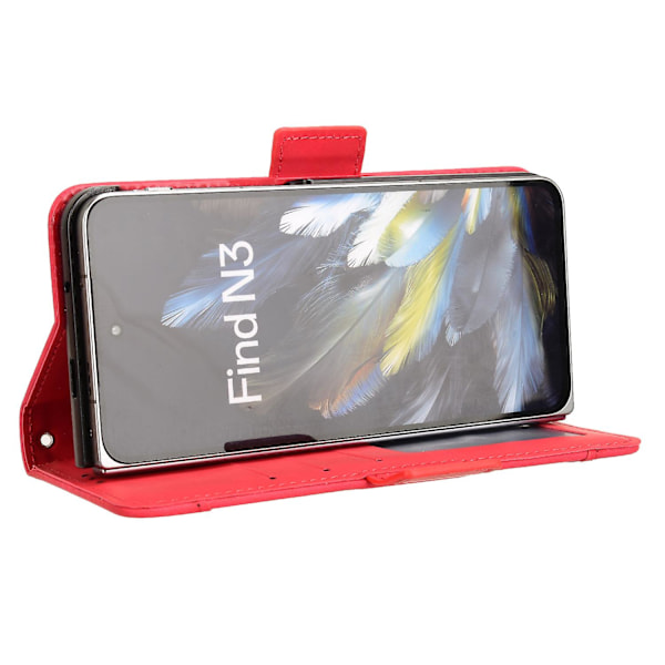 For Oppo Find N3 5G/OnePlus Open PU Læder Beskyttelsesetui Kort Holder Stativ Flip Cover