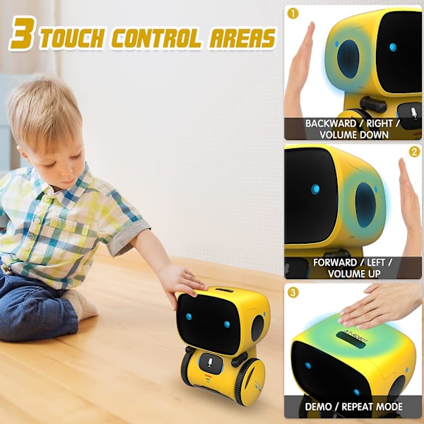 Interaktive Smart Robot Legetøj, Intelligent Robot Legetøj til Børn, Piger og Drenge Robot Legetøj 3-9 År, Stemmestyring & Berøringssans[D] Yellow