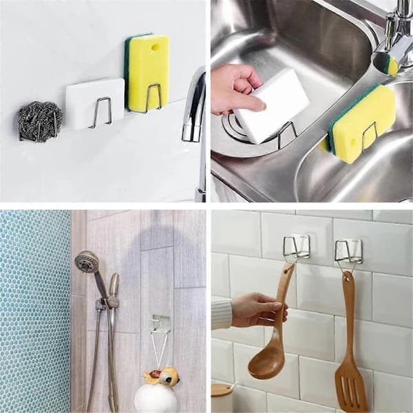 Punch-Free Rack, Svampavløpsstativ, Stålull, Klutlagringsstativ, Vaskstativ[D] Silver White