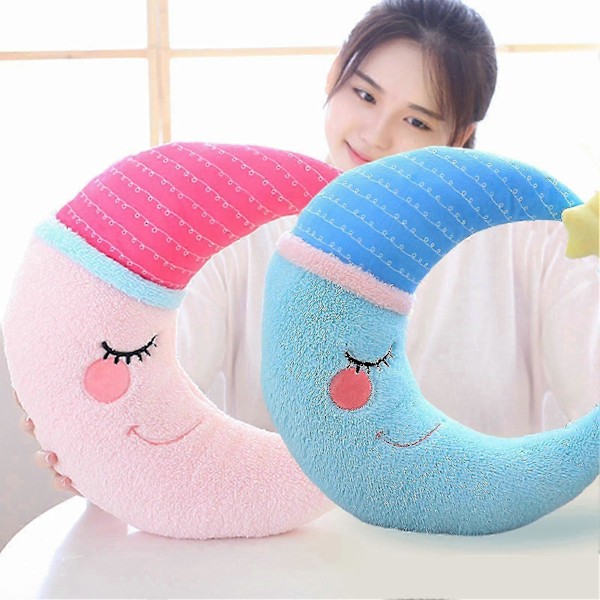 Plussj Pute Myk Fullt Stoppet Koselig Berøring Sovefølge Dukke Sofa Ornament Måne Dukke Kast Pute Plussj Leke Pink