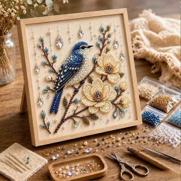 Kolibri Blommig Pärlbroderi DIY-set för vuxna Handarbete (D) C