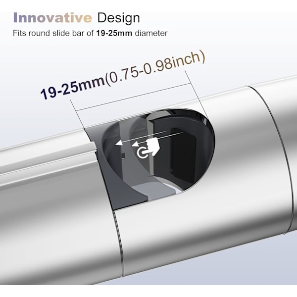 Dusjhodeholder, justerbar, borefri dusjhodeholder, ABS forkrommet design, 19-25 mm