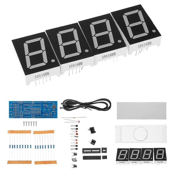 1 sæt SCM LED digitalt ur, usamlede komponenter, enkeltchip-mikrocomputerur (blå)[D] Blue 9.00X5.40X0.20CM