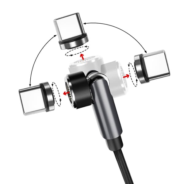 USB-C magnetisk opladningskabel sort 1 meter