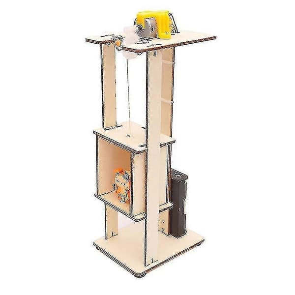 DIY Samlet Elevator Funktionelt Princip Legetøj Med Elektrisk Løfte Legetøj Videnskabeligt Eksperiment Materialesæt[D]