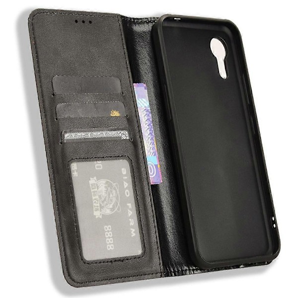 Til Samsung Galaxy Xcover 7 Wallet Case PU Læder Stand Retro Telefon Cover[D] Black