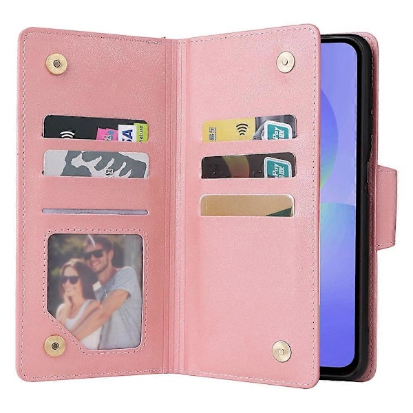 Til Samsung Galaxy A36 5G Etui Lynlås Pung Læder Støtteben Telefon Cover Nittedekoration - Grøn[D] Multicolor Rose Gold