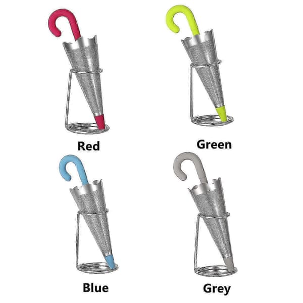 Paraply Te-infuser med dryppebrett - Rustfritt stålnettsil med silikonlokk [D] Grey