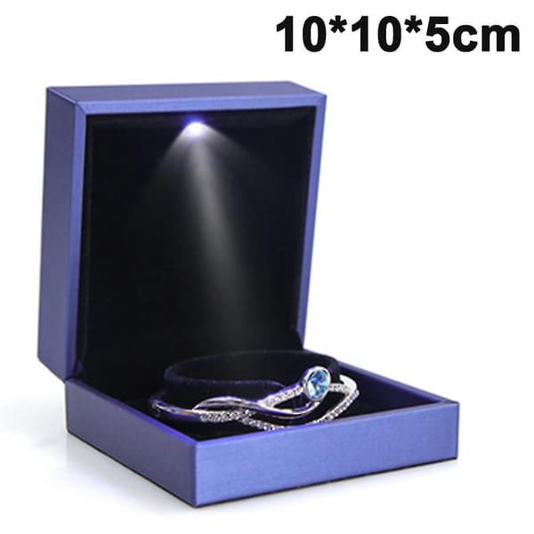 Vacker Present LED Ljus Ringbox, Trendig LED Belyst Ring Förvaring Smyckeskrin Showcase Present (armbandsbox storlek)[D] 1