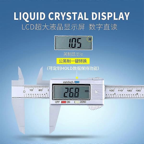 150mm/6 tum LCD Digital Elektronisk Kolfiber Vernier Bromsok Mätare Mikrometer[D]