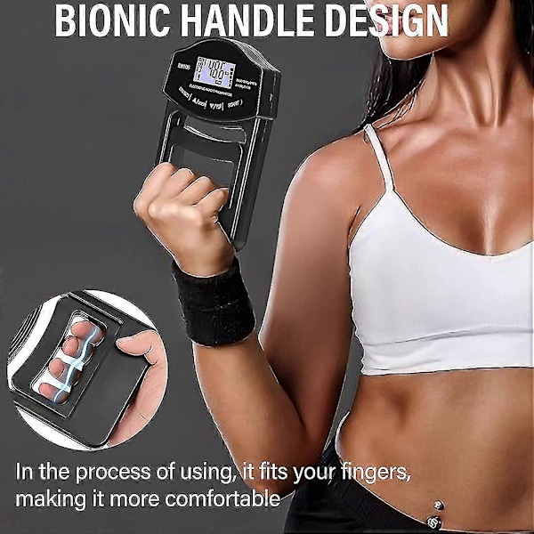 Grip Strength Tester, 396lbs/180kg Digital Hånd Dynamometer Grip Strength Meter Usb Lcd Skjerm Hånd[D]