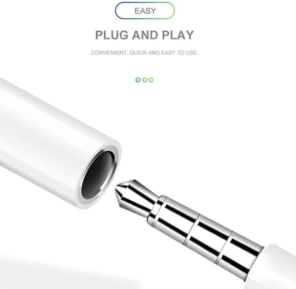 Apple Lightning til 3,5 mm hodetelefonadapter for iPhone 7, 7 Plus, 8, 8 Plus og X/XS med 2-pakning[D]