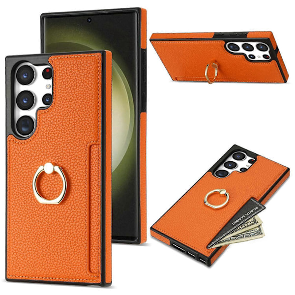For Samsung Galaxy S24 Ultra Mobiltelefondeksel PU Lær+TPU Ring Stativ Deksel[D] Multicolor Style D