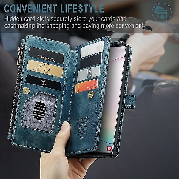 For Caseme Samsung Note10 Plus 4G/5G C30-serien Ny blixtlåsfodral i läder Röd