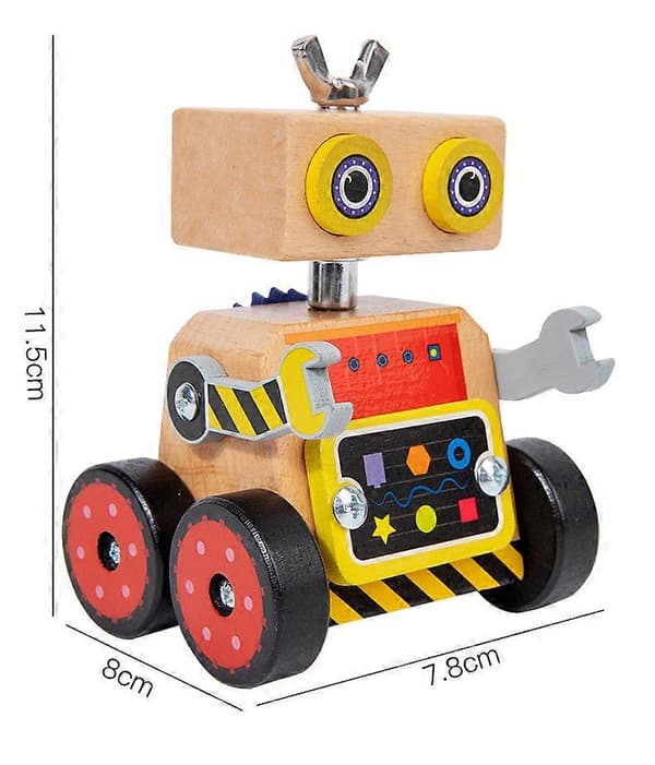 Børnelegetøj Tidlig Træ Uddannelse Multifunktionel Gear Samling Robot[D] White