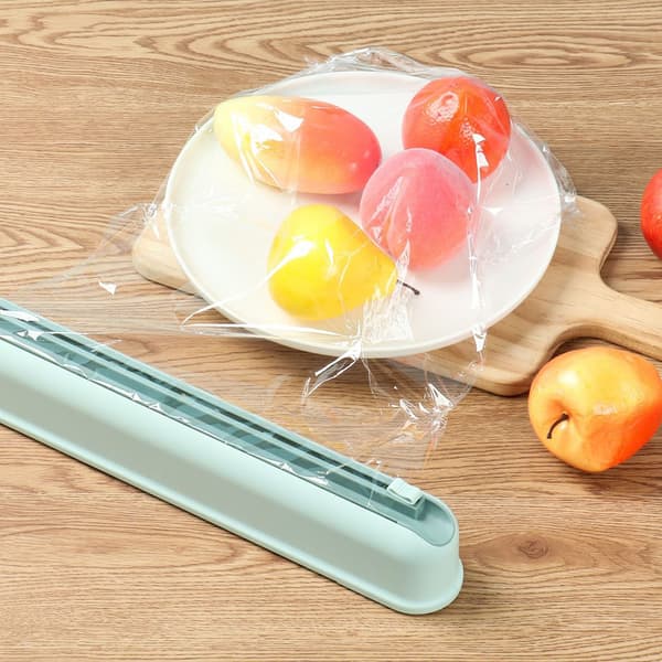 Plastfoliekutter med skyvekutter, multifunksjonell plastfoliedispenser White