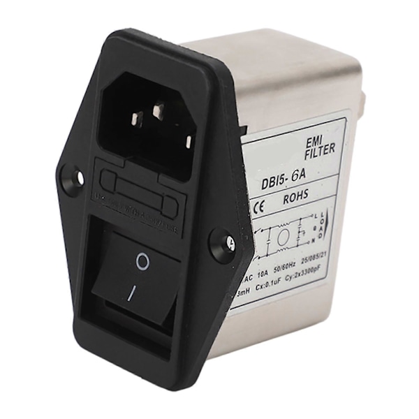 EMI Strömfilter Enfas IEC Uttag Panel Strömledningsfilter Brusreducerare för Medicinsk Utrustning AC115 250V[D]