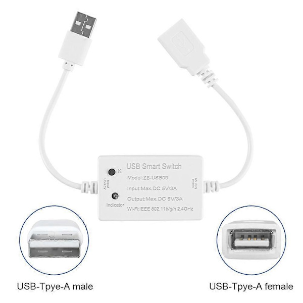 Tuya Zigbee USB-brytare USB Smart Switch Controller Zigbee Hushållsapparat Strömbrytare Kontrollmodul[D] White