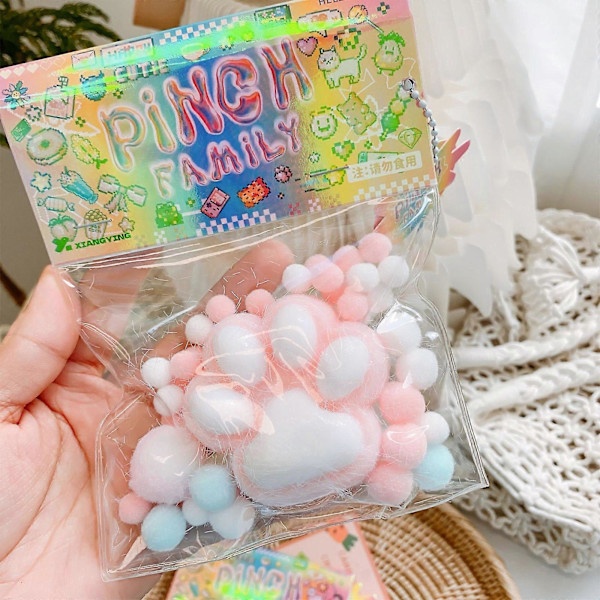 Taba Cat Squishy Klemmeleker, Kattepoter Mochi Squishy Stress Relief Squishies[D] Pink