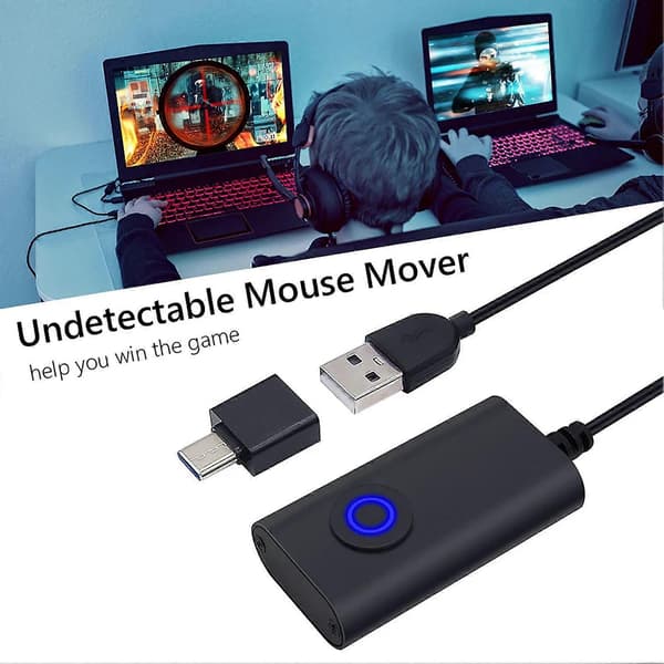 USB Type-C Muse Jiggler Automatisk Computermuse Bevæger Dobbeltfunktion Muse Shaker med ON/OFF Knap til Computer Vækning[D] Black
