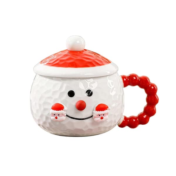 Jul Keramikmugg med Lock Hem Dricksvatten Kopp Julklapp Kaffekopp, Julmuggar[D] Red-b