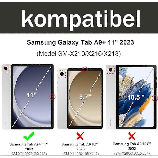 Nettbrett A9 Plus Tastatur - Galaxy Tab A9 Plus Deksel med Tastatur, Magnetisk Trådløst Bluetooth Avtakbart Tastatur [D]
