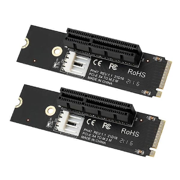 PCI-E X4 Slot Riser-kort PCI-E Riser-kort M2 till PCI-E Expansionskort Höghastighetsöverföring 2st[D] Black