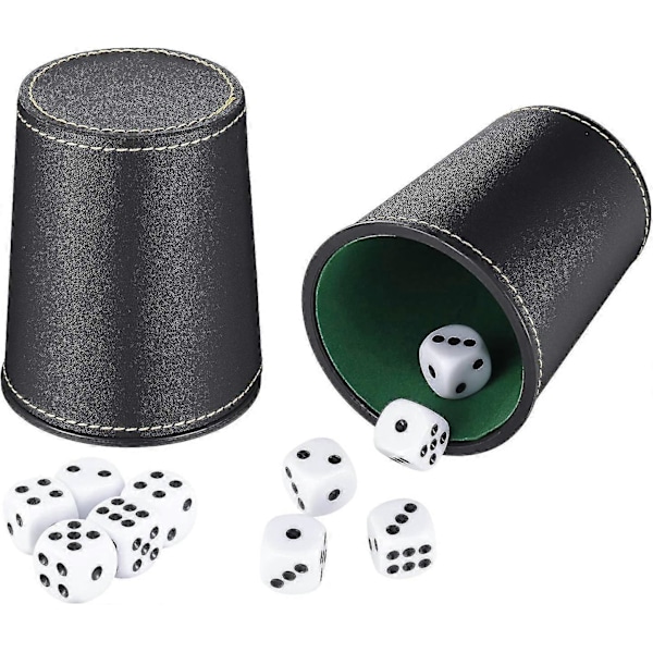 Läder Tärningskopp Set, Läderimitation Tärningskopp Skakare Med 10 Prick Tärningar För Spela Spel Fest Leksak Presenter (2 st)
