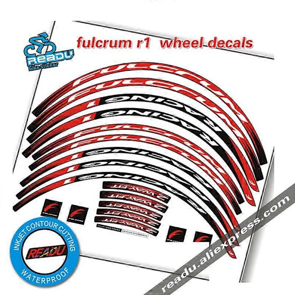 fulcrum R1 Racercykel Hjul Decals to hjul fælge klistermærker decals til fulcrum R1 30mm race cykel decals[D] Red white