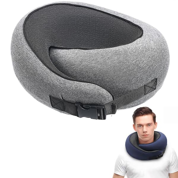 Nackkudde för flygresor Enkelt utseende U-formad PVC 1 st[D] Light Grey 32.00X26.00X14.00CM