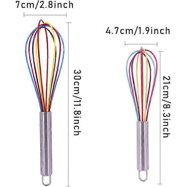 2-pakning silikonvisper, regnbuevisp, non-stick håndvisp, mini silikonvisper, liten plastvisp[D]
