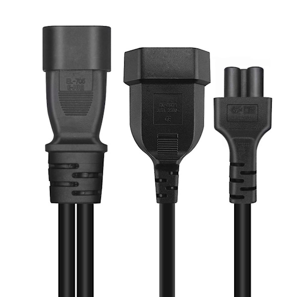 Y-delareadapterkabel IEC320 C14 hane till C5+EU4.0mm hona