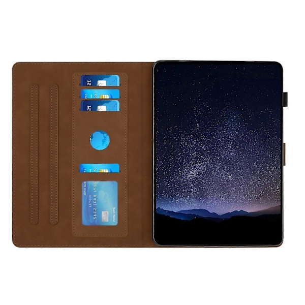 Fodral för Samsung Galaxy Tab S9 FE/S9, Honungsvax-Tryckt Lädertablettfodral med Kortfack