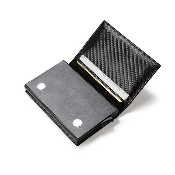 Kortpung til mænd med RFID-blokering og kulfibereffekt, sort[D]