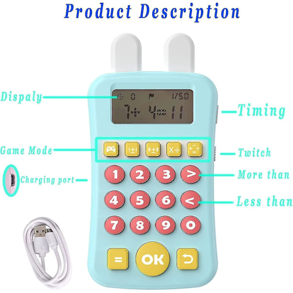 Elektroniske Matematikspil til Børn fra 4 år+, addition, subtraktion, multiplikation & division, lommeregner til børn, fødselsdagsgaver til drenge og piger