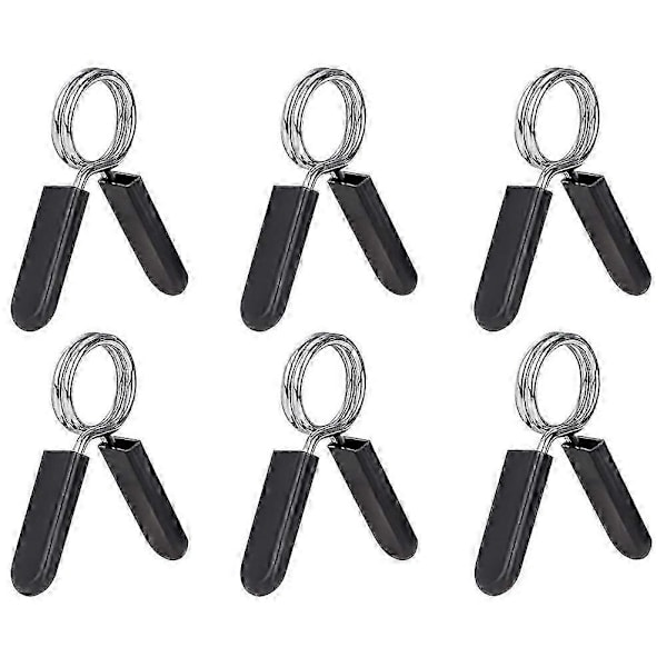 6 kpl 25 mm:n (1 tuuman) levytankopidike - Käsipainojen jousilukot tavallisille painotangoille, treenaamiseen, Str[D] black  silver