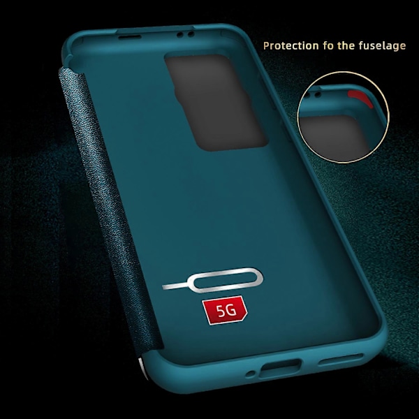 Anti-Fall Telefonskal för Huawei P60 Pro Fönsterfönster Flip Cover PU Läder TPU Akryl Telefonskydd Black