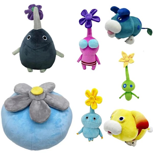 1-6pcs Pikmines 4 Plush Toy Rock Pikmines Oatchi Doll Blue Ice Pikmine4 Red Stuffed Animal Bulborb Olimar Purple Soft Toy Set