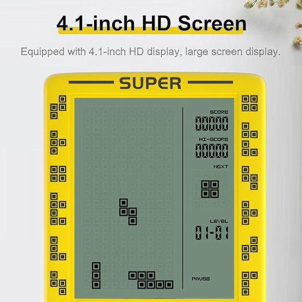 Rs-100 Tetris Spelkonsol Klassiskt Blockspel Pusselspel Spelare Handhållen Spelmaskin Tegelspel Batterier Ingår Intebeyamis G Black