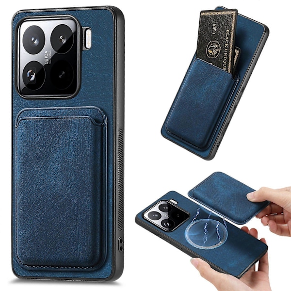 Nahkainen korttitasku puhelinkotelo Xiaomi 15[D]:lle Blue