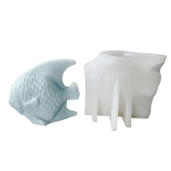3D Liten Fisk Ljusform Silikon DIY Aromaterapi Form för Handgjord Gips[D]